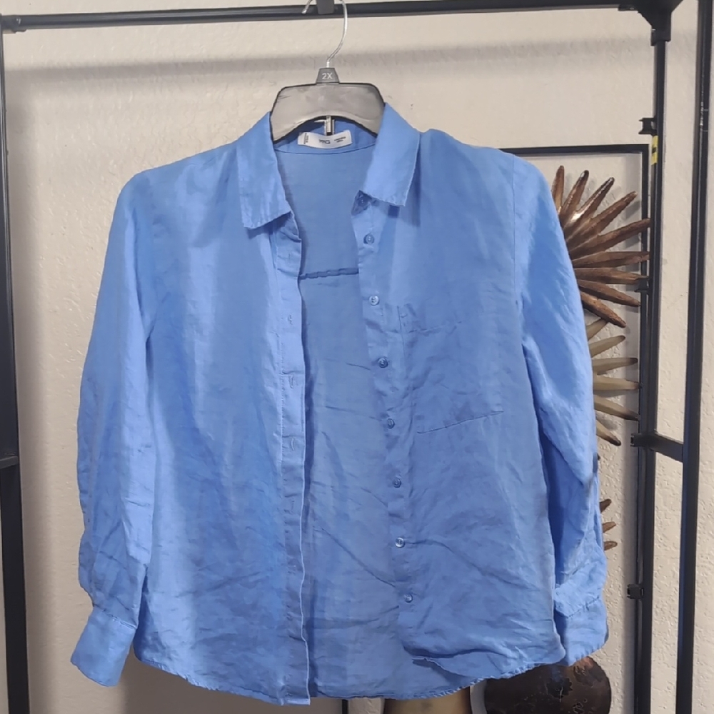 Mango Blue Button Down Shirt